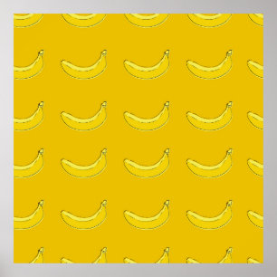 Bananer, sjölösa mönster med bananer, livsmedelsba poster