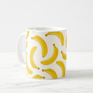 Bananer - Tropiskt Frukttryck, Gult och vitt Kaffemugg