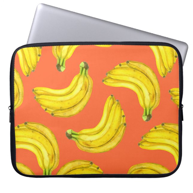 Bananer, vattenfärg laptop fodral (Framsidan)