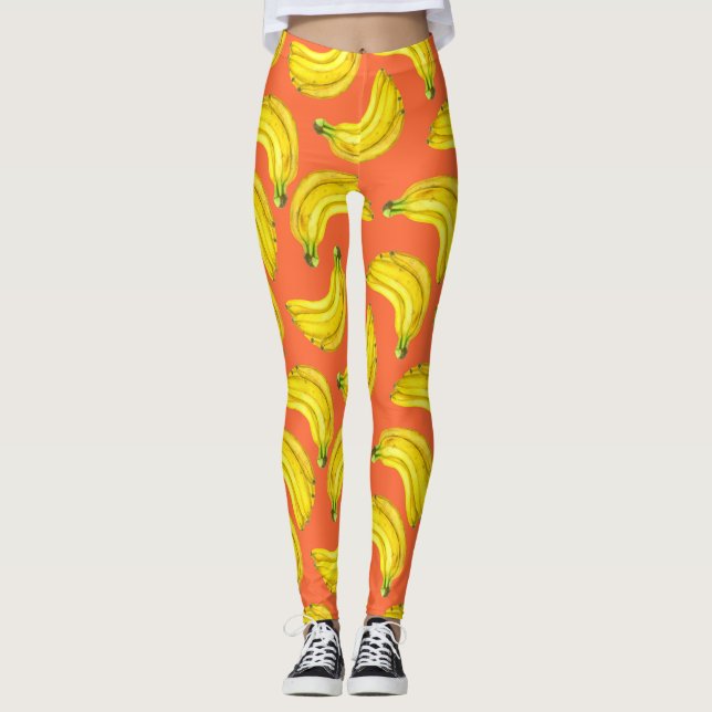 Bananer, vattenfärg leggings (Framsida)