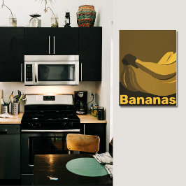 Bananer vid skymning, svart köksinredning canvastryck