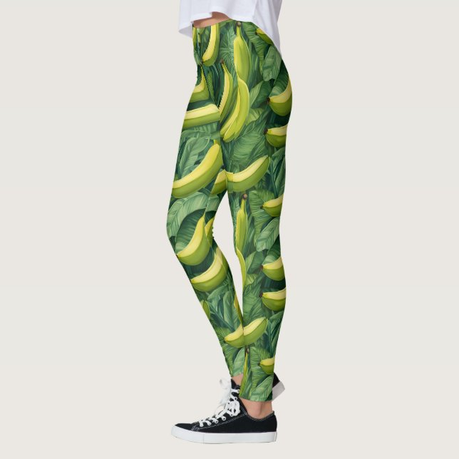 Bananfrukter och blad Tropisk stämning  Leggings (Vänster)