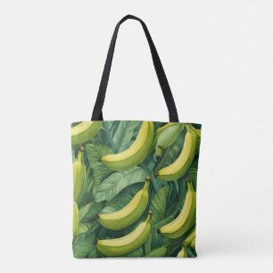 Bananfrukter och blad Tropisk stämning Tygkasse