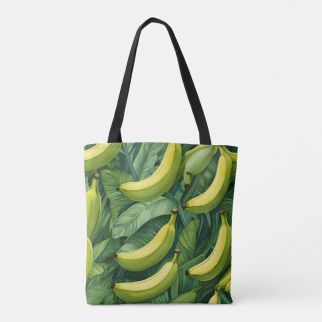 Bananfrukter och blad Tropisk stämning  Tygkasse (Baksida)