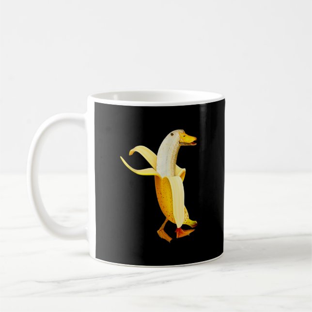 Banankan Anka. Roliga Antropomorfiska frukt Djur Kaffemugg (Vänster)