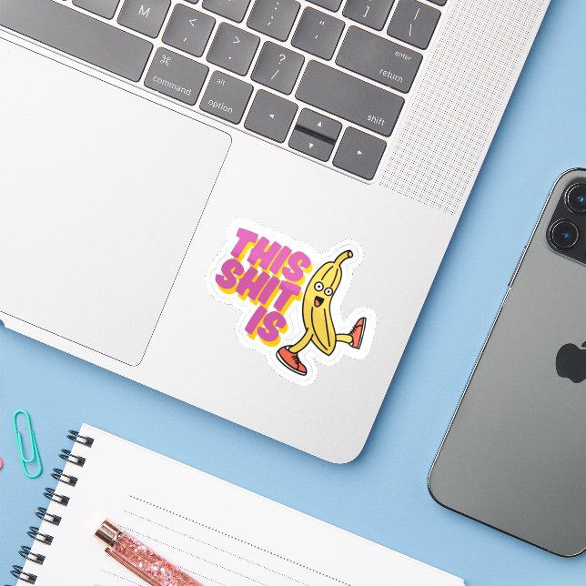 Bananklistickers: Roliga dekaler för bärbara dator (Laptop med iPhone)