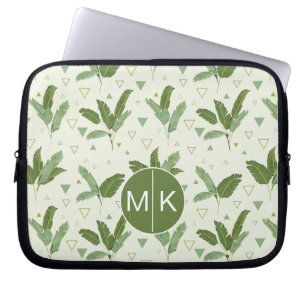 Bananlöv med monogramen för trianglar laptop sleeve