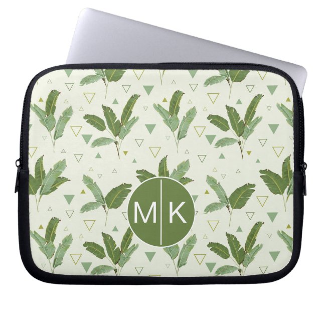 Bananlöv med monogramen för trianglar | laptop sleeve (Framsidan)