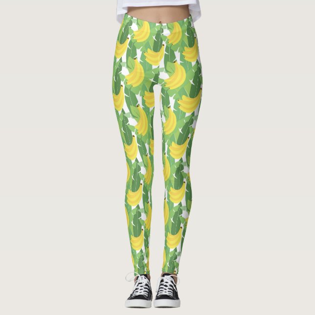 Bananlöv och fruktmönster leggings (Framsida)