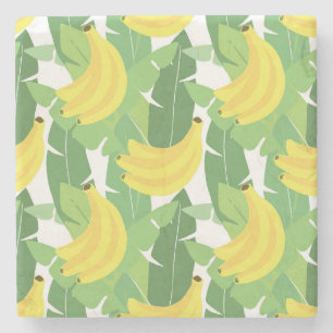Bananlöv och fruktmönster stenunderlägg