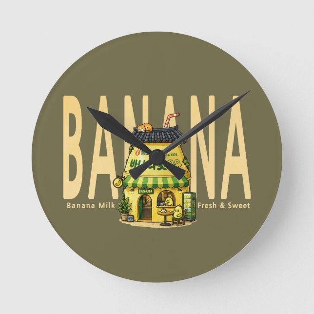 bananmjölk café väggklocka (Framsida)
