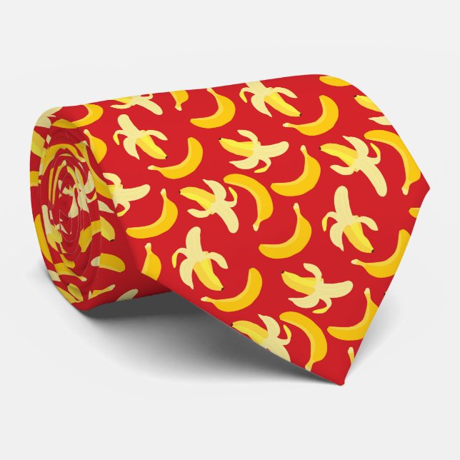 Bananmönster med röd bakgrund slips (Rullad)