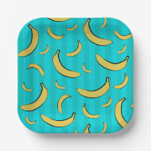 Bananmönstrad Pappers Tallrik