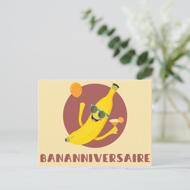 Bananniversaire carte de voeux anniversaire humour vykort (Stående Fram)