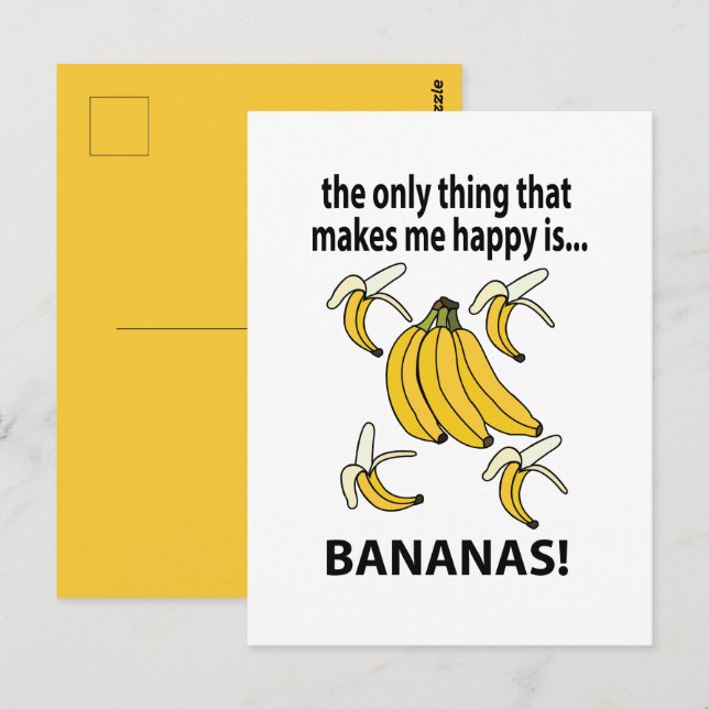 Banans Frukt Roliga Bananer Vykort (Fram/baksida)