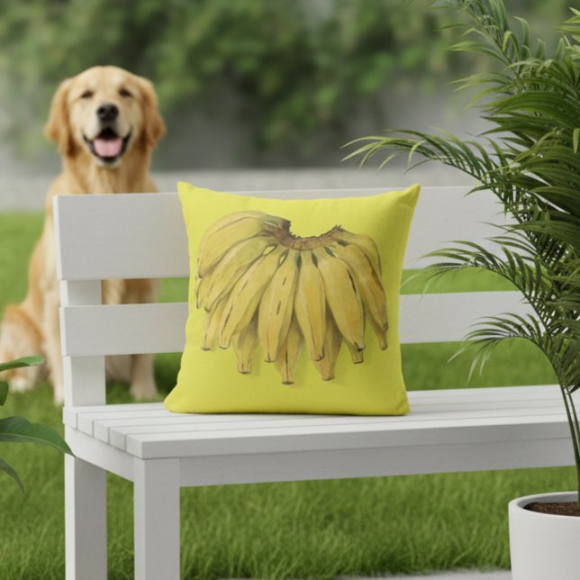 Banans gula utomhusdynor 16x16 kudde (Yellow outdoor pillow - 16x16 - bananas! )
