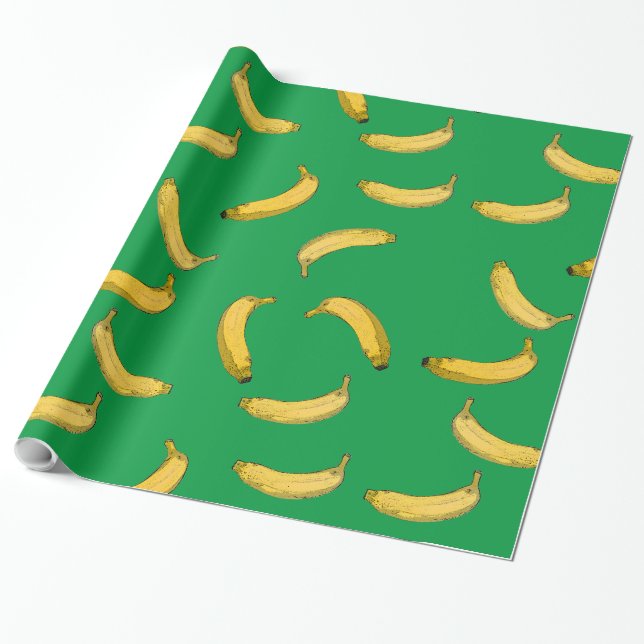 banansketch mönster presentpapper (Utrullad)