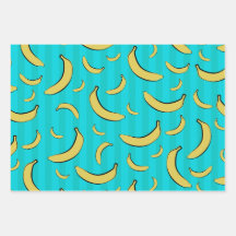 Banansmönstrad presentpapper i plana ark