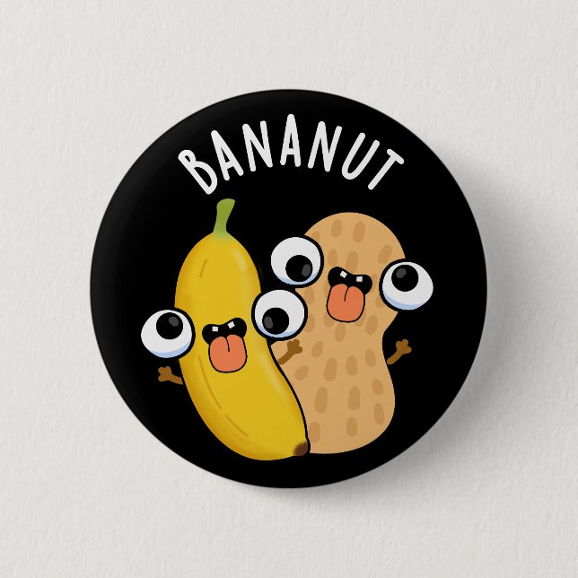 Bananut Funny Fruit Banana Pun Mörk BG Knapp (Framsida)