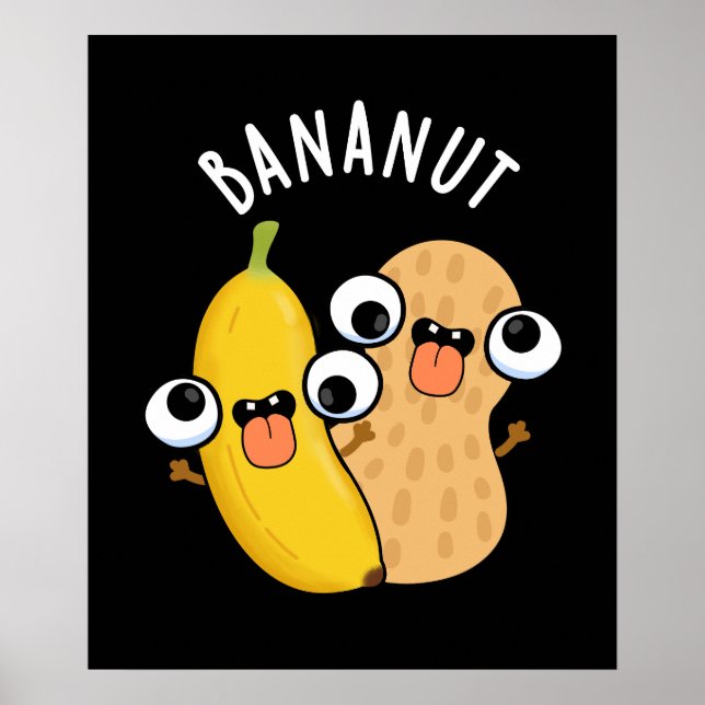 Bananut Funny Fruit Banana Pun Mörk BG Poster (Framsidan)