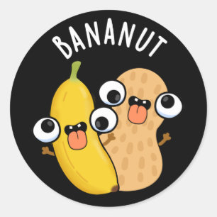 Bananut Funny Fruit Banana Pun Mörk BG Runt Klistermärke