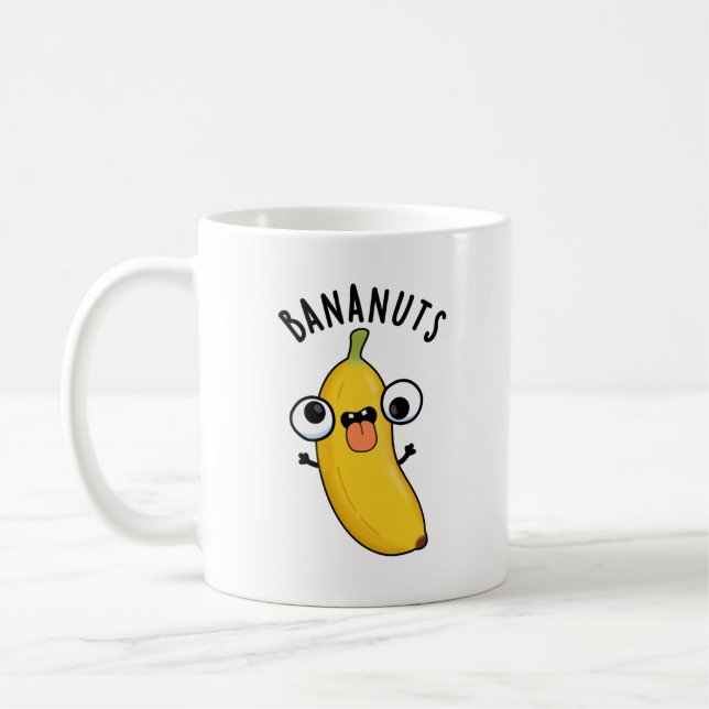 Bananuts Funny Crazy Banana Fruit Pun Kaffemugg (Vänster)