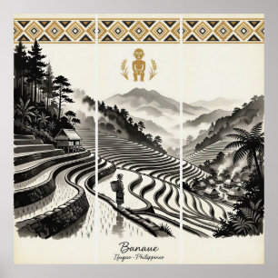 Banaue ris terrass Triptyk Väggkonst