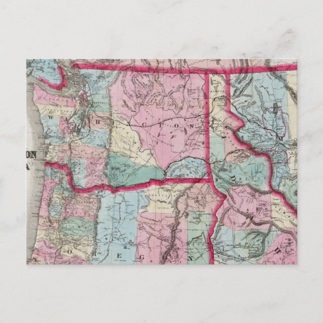 Bancroft's Karta of Oregon, Washington, Idaho Vykort (Framsida)