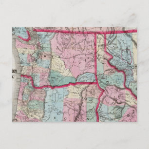 Bancroft's Karta of Oregon, Washington, Idaho Vykort