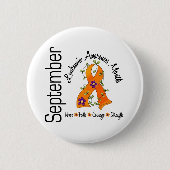 Band 1 för blomma för Leukemiamedvetenhetmånad Knapp (Framsida)