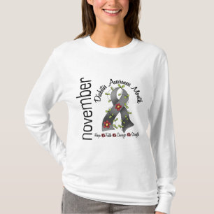 Band 1 för blomma för sockersjukamedvetenhetmån tee shirt