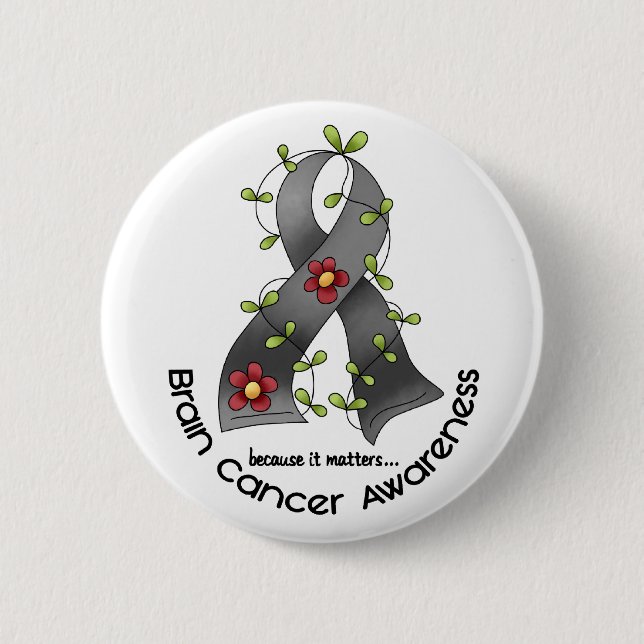 BAND 1 för hjärncancerBLOMMA Knapp (Framsida)