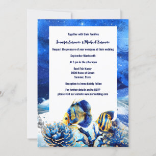 Band av korallreven chic Blue guld butterfly Inbjudningar