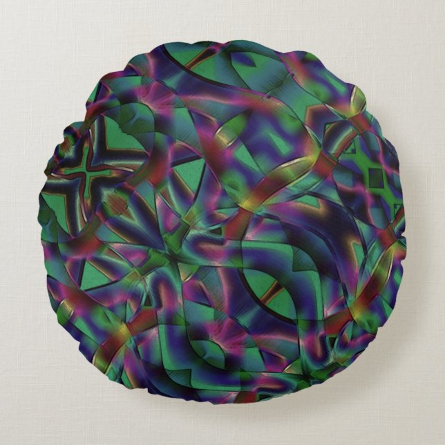 Band av mörkare, färgstarka rund kudde (Framsidan)