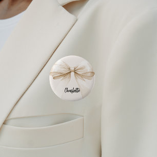 Band beige kräm namnbricka knapp
