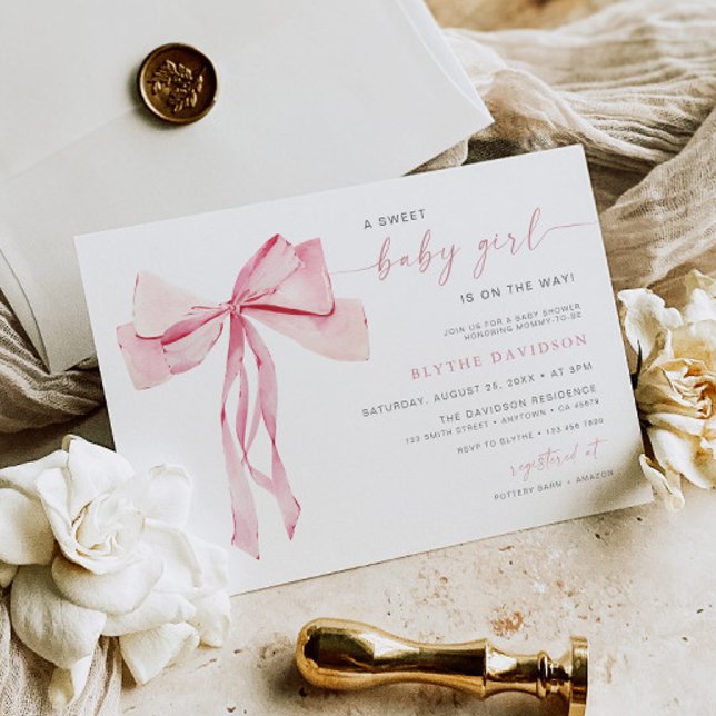  band för babyskor - inbjudan till Rosa för flicko (Skapare uppladdad)