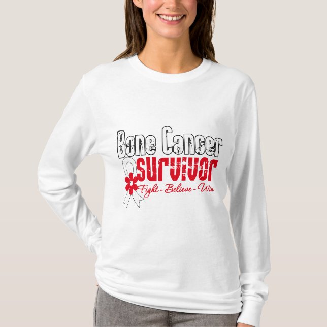Band för blomma för bencanceröverlevande t shirt (Framsida)