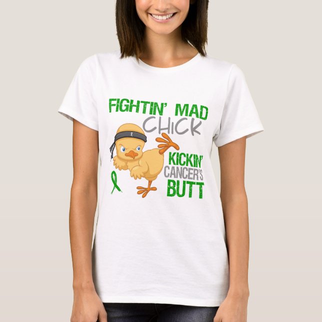 Band för grönt för cancer för Fightin chicknjure Tee (Framsida)
