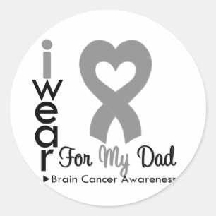 Band för hjärncancerhjärta för min pappa runt klistermärke