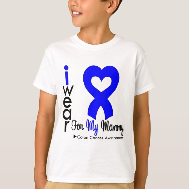 Band för hjärta för koloncancerblått för min t-shirt (Framsida)