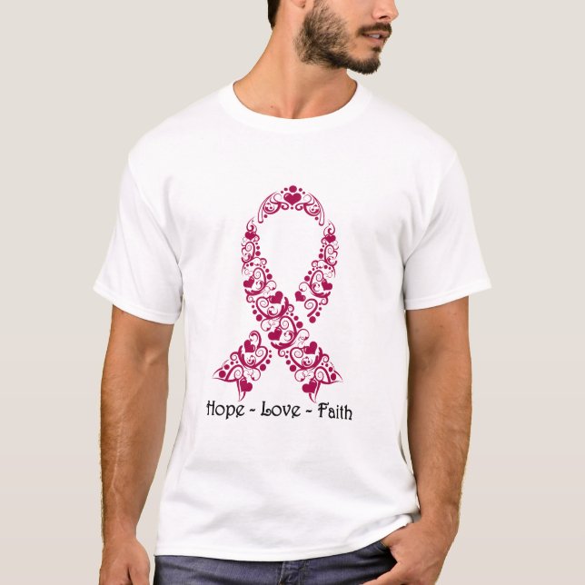 Band för hoppBurgundy medvetenhet T-shirt (Framsida)
