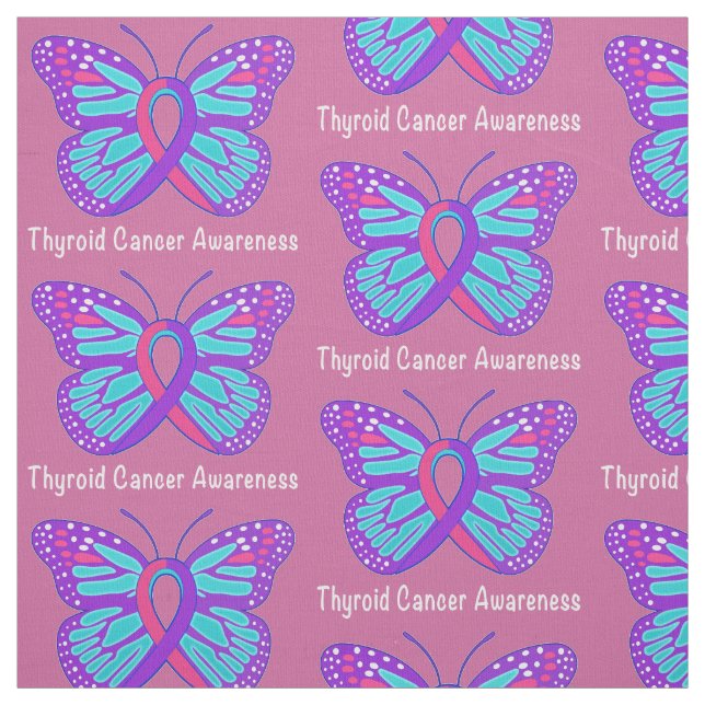 Band för medvetenhet för Thyroidcancerfjäril Tyg (Provkarta)
