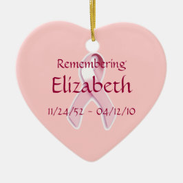 Band "för Remembering__" bröstcancermedvetenhet Julgransprydnad Keramik