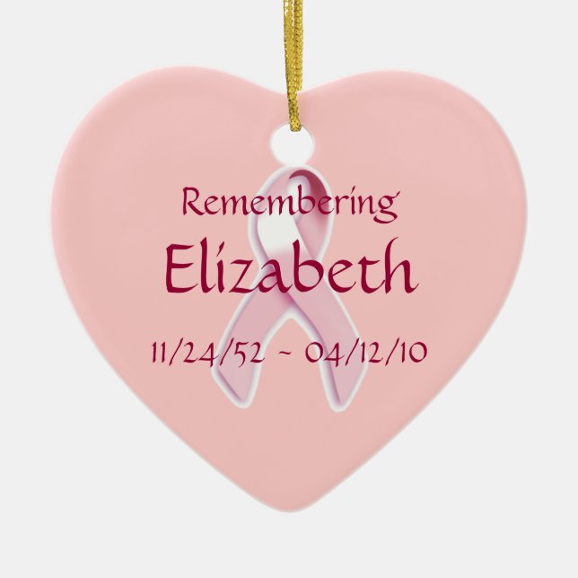 Band "för Remembering__" bröstcancermedvetenhet Julgransprydnad Keramik (Framsidan)