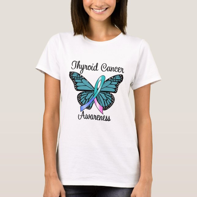 Band för Thyroidcancerfjäril T Shirt (Framsida)