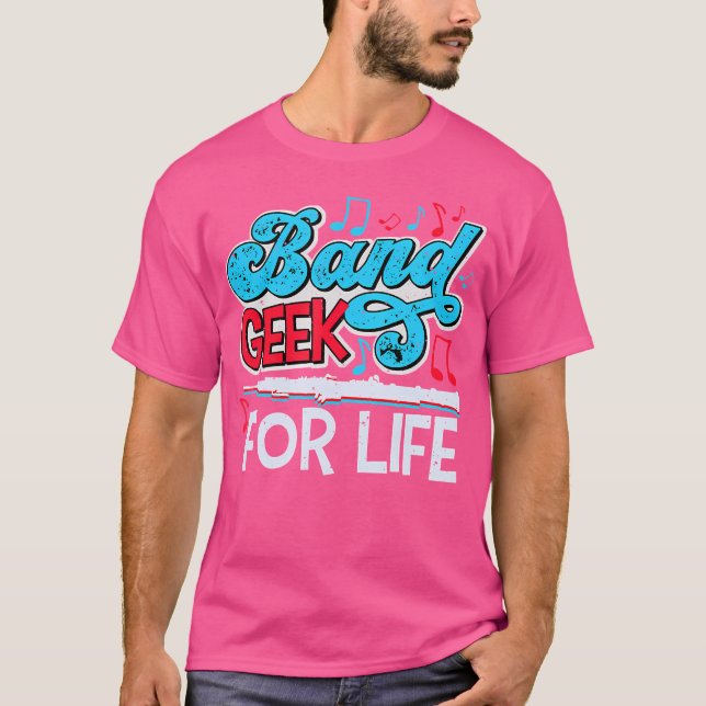 Band Geek for Life Marching Band Flutist Musician T Shirt (Framsida)