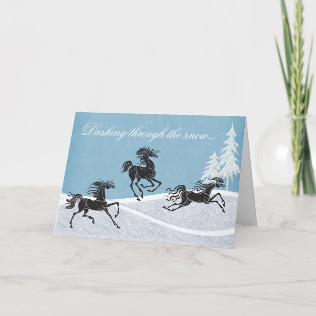 Band genom Helgdag Snö Horse Helgkort (Framsida)