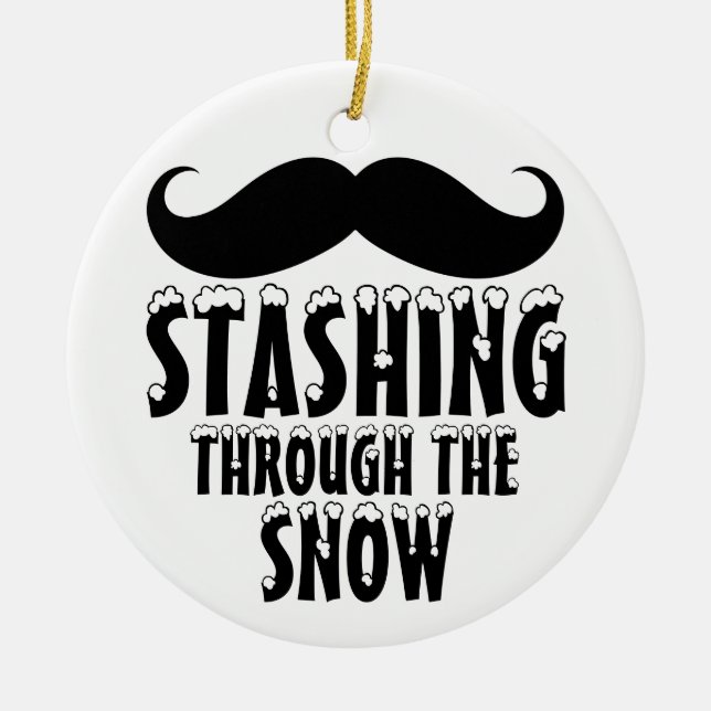 Band genom Julgran-prydnadsföremål i Snö Julgransprydnad Keramik (Framsidan)