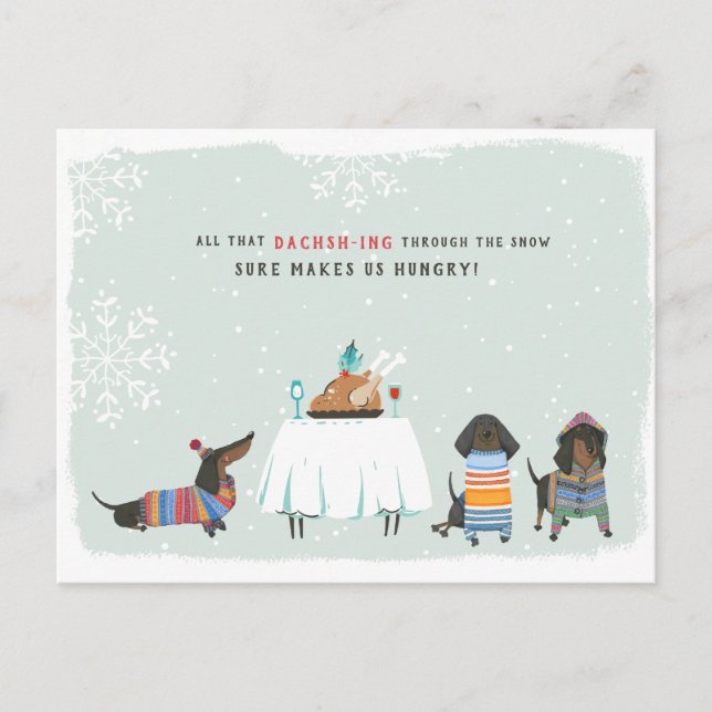 Band genom Snö | Cute Dachshund Vykort (Framsida)