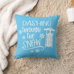 Band genom Snö med Sled & Snöflingor Kudde
